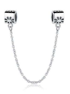 Charm chaîne de confort en argent petite fleur gravée