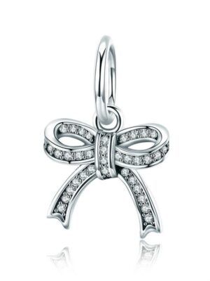 Charm pendentif en argent boucle de rosette courte ou longue