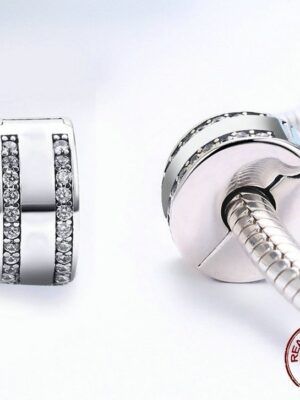 Charm clip en argent 2 lignes de cristaux blancs