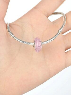 Charm espaceur en argent et verre de murano rose