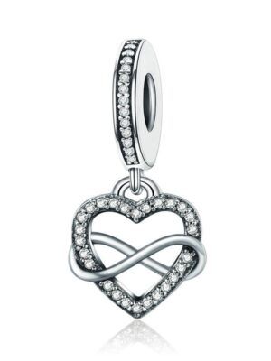 Pendentif charm en argent coeur et infini mêlés
