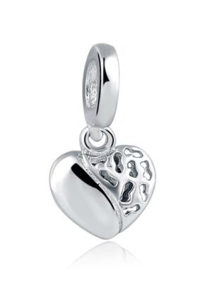 Pendentif charm en argent coeur semi plein semi ajouré