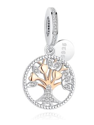 Pendentif charm arbre de vie en argent et doré rose