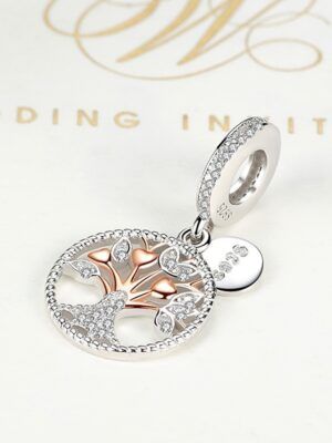 Pendentif charm arbre de vie en argent et doré rose