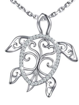 Pendentif tortue en argent à la carapace arbre de vie